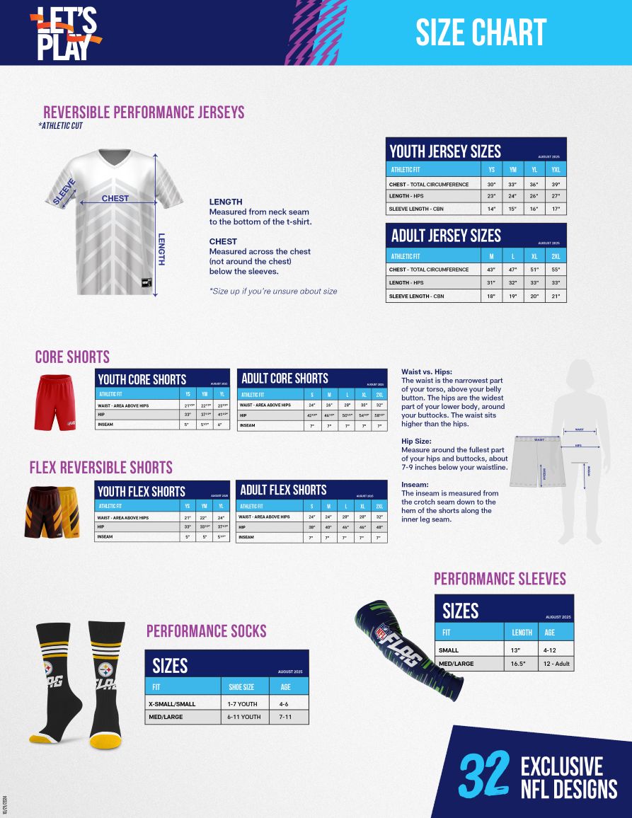 ★NFLジャージ(新品)★Youth L(日本サイズ大人S〜Mサイズ相当) Sizing Chart